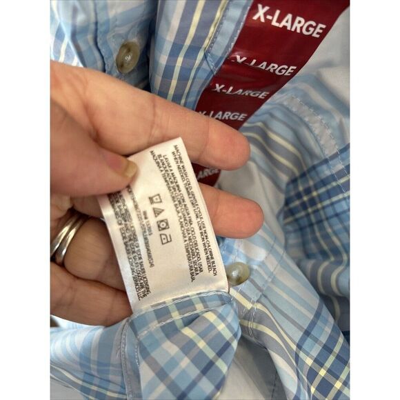 Eddie Bauer Adventure Shirt Women XL Short Sleeve Blue White Plaid New Pockets - Picture 6 of 9